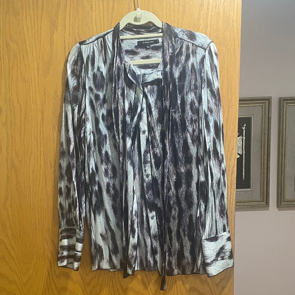 RACHEL Rachel Roy Black and White Patterned Blouse